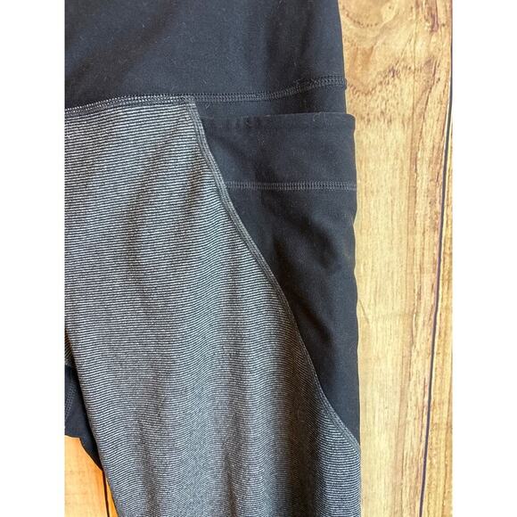 Prana Women's Striped Black Gray Leggings with Pockets Size L - Picture 3 of 7